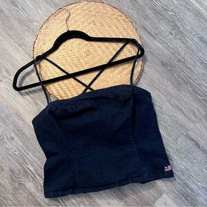 Vintage Y2K polo Ralph‎ Lauren denim strappy cropped tank Britney Justin 2002